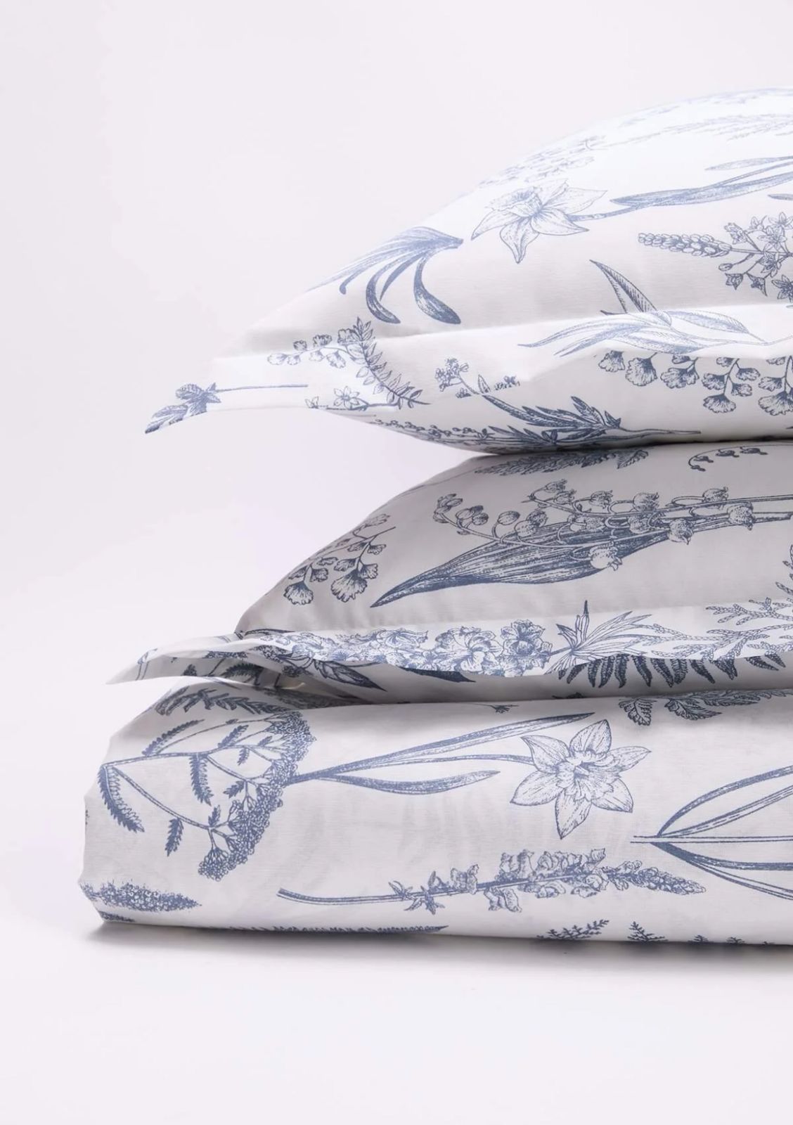 Double Size Blue Floral Patterned Duvet Cover Set