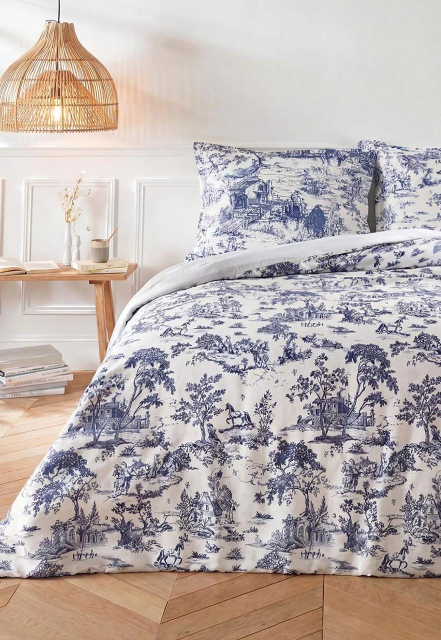 Double Blue Blanc Vintage Patterned Duvet Cover Set