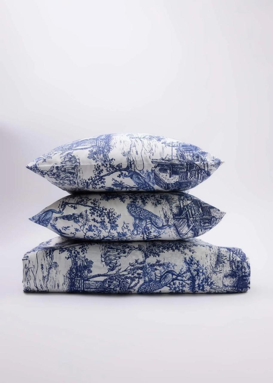 Double Blue Blanc Vintage Patterned Duvet Cover Set