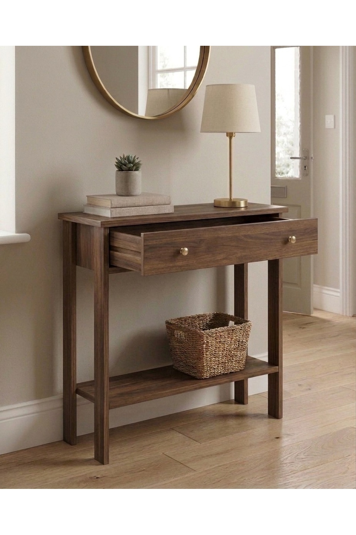 70 cm drawer console, travertine