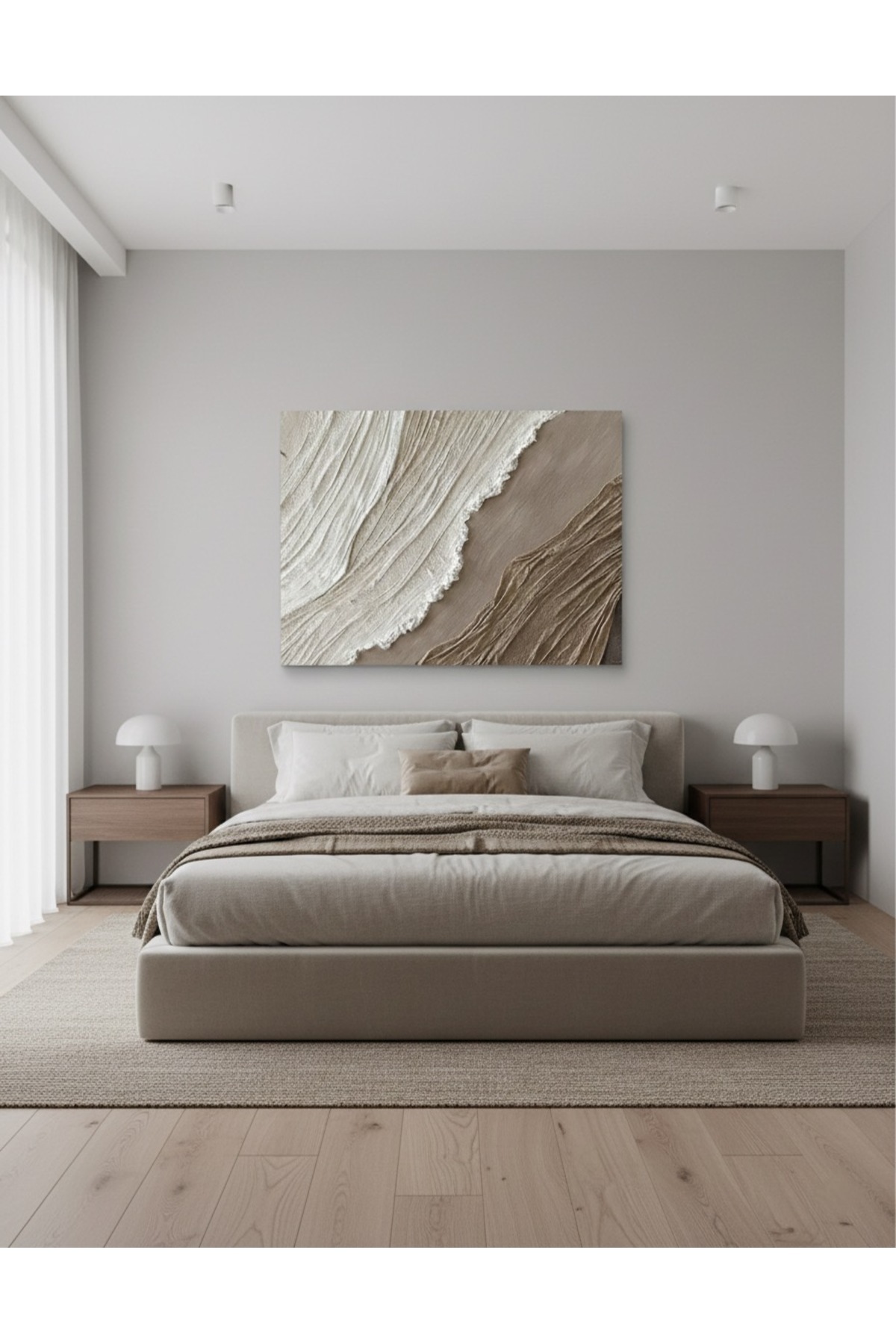 Handmade Coffee-Tone Wave Textured Wall Art