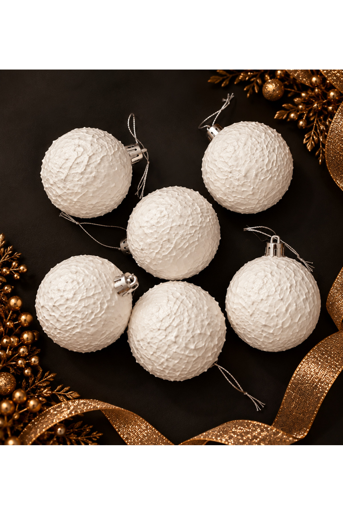 Textured Christmas Baubles 6 cm Pack of 6