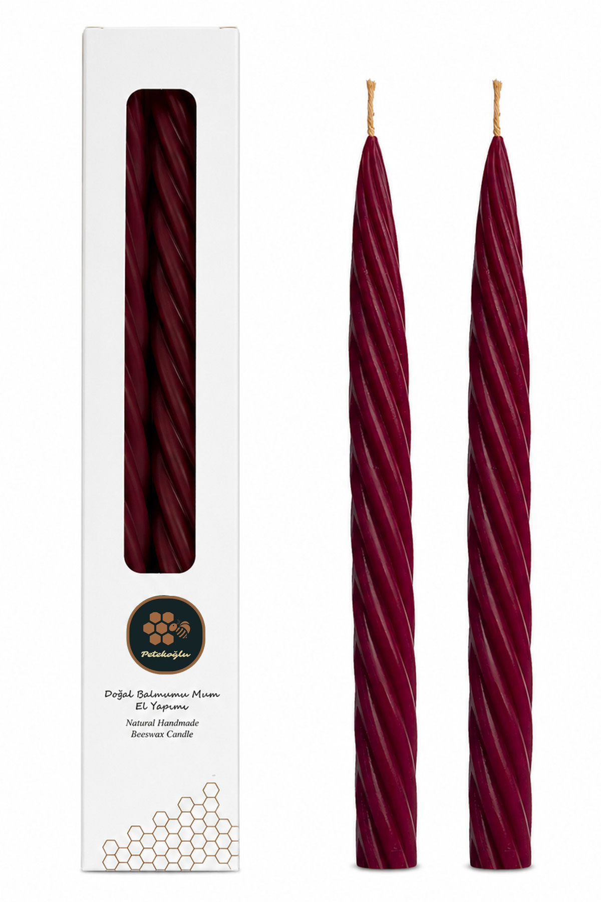 Twisted Beeswax Taper Candles, Set of 2