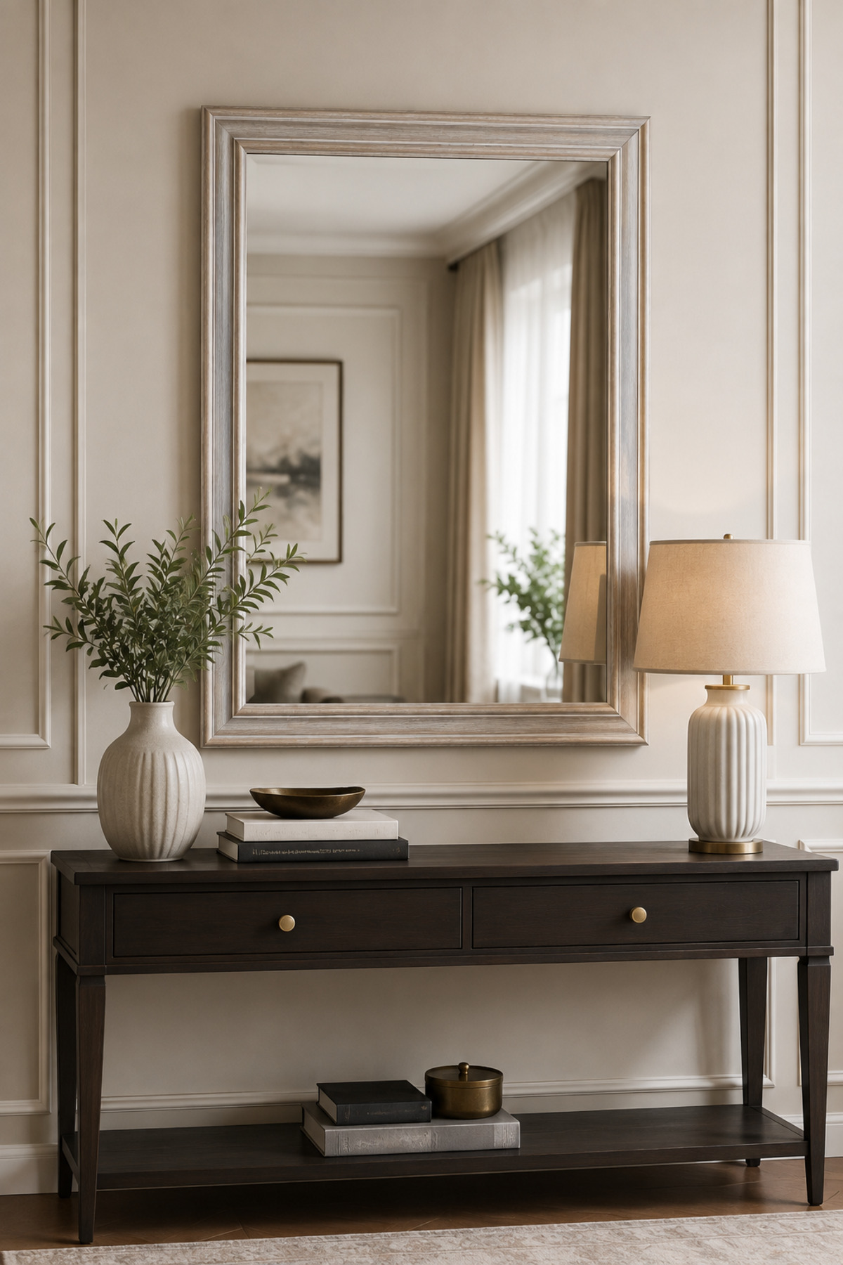 Grey framed decorative mirror — 70-x-80