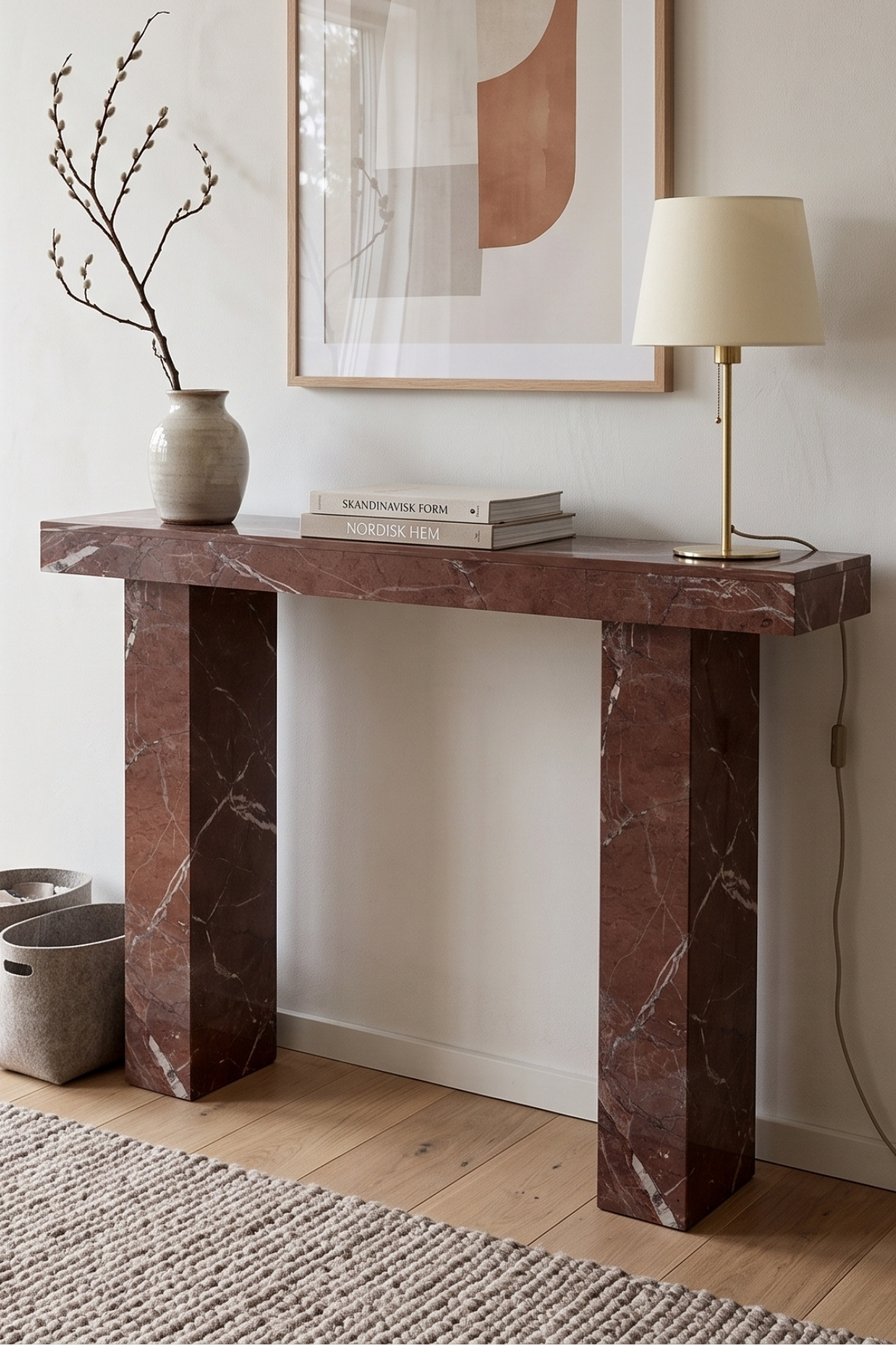ASTER 110 cm marble-look console table — Rosso Levanto