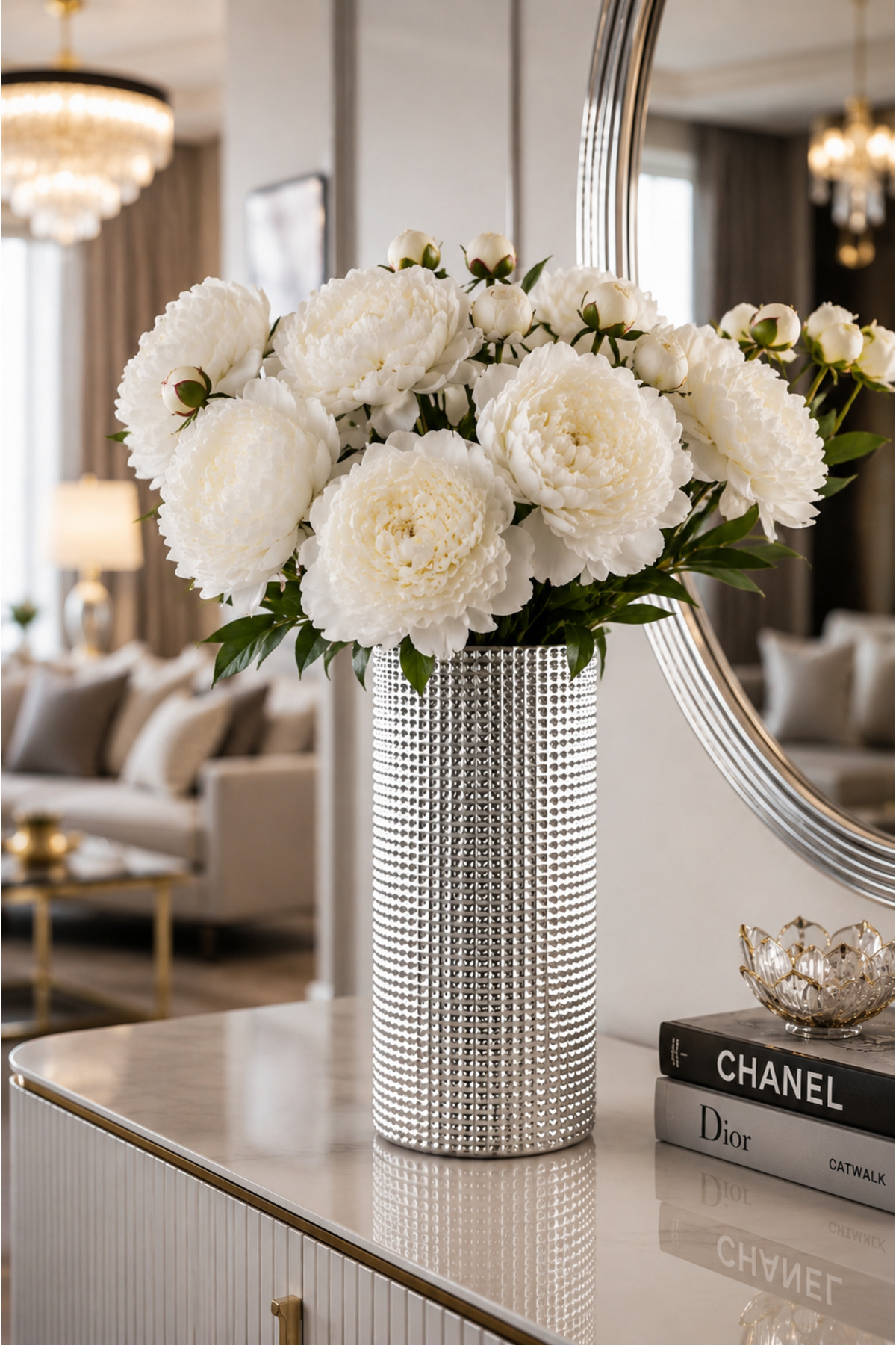 Silver-plated crystal vase