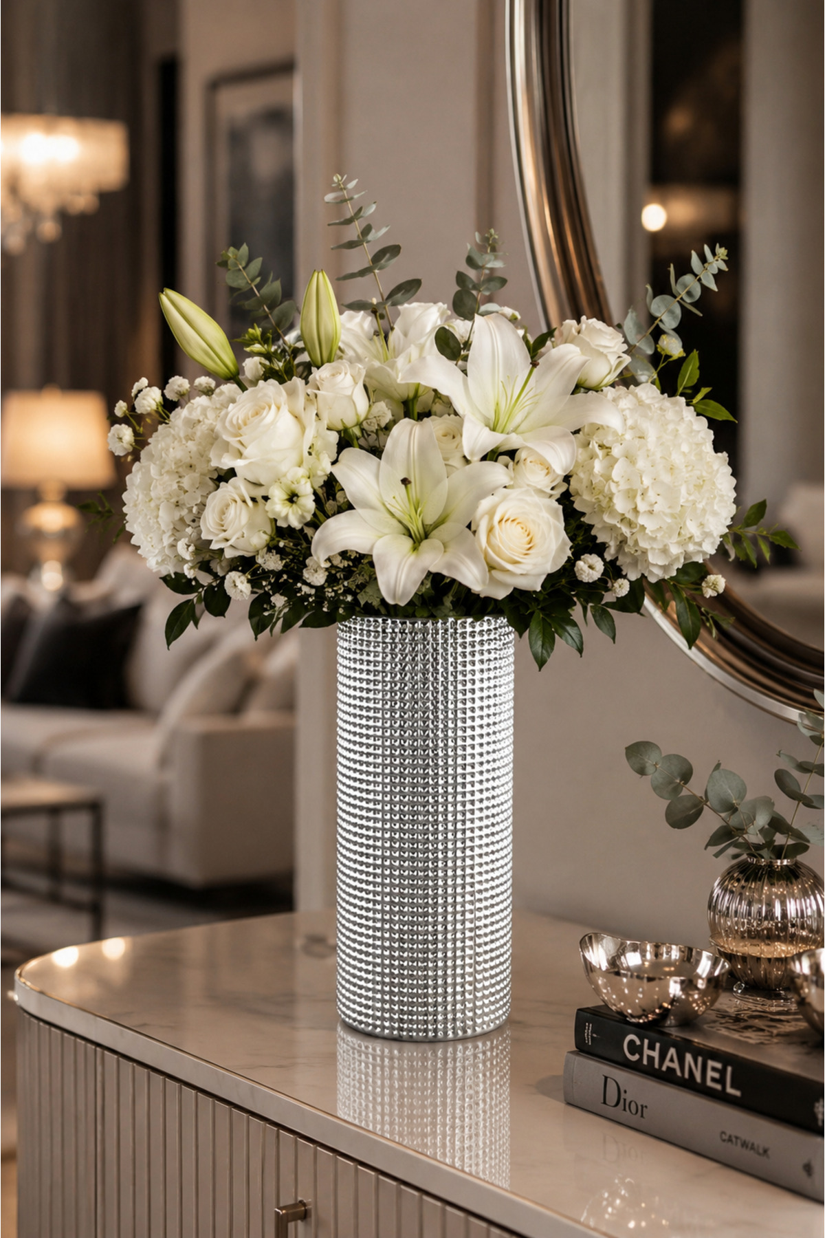 Silver-plated crystal vase