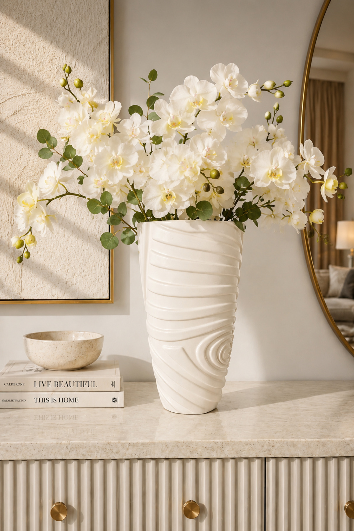 Helen large cream ceramic vase