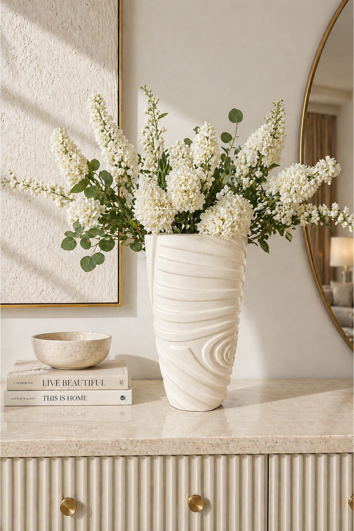 Helen large cream ceramic vase