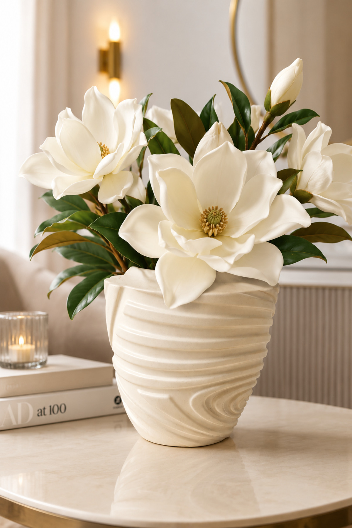 Helen small cream ceramic vase, 22 cm