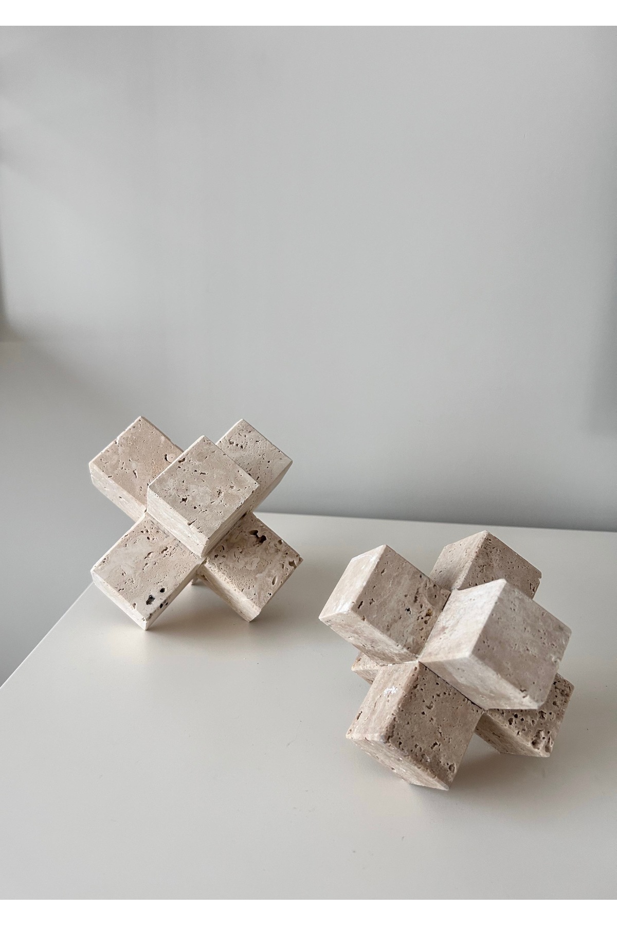 Natural travertine stone decorative object