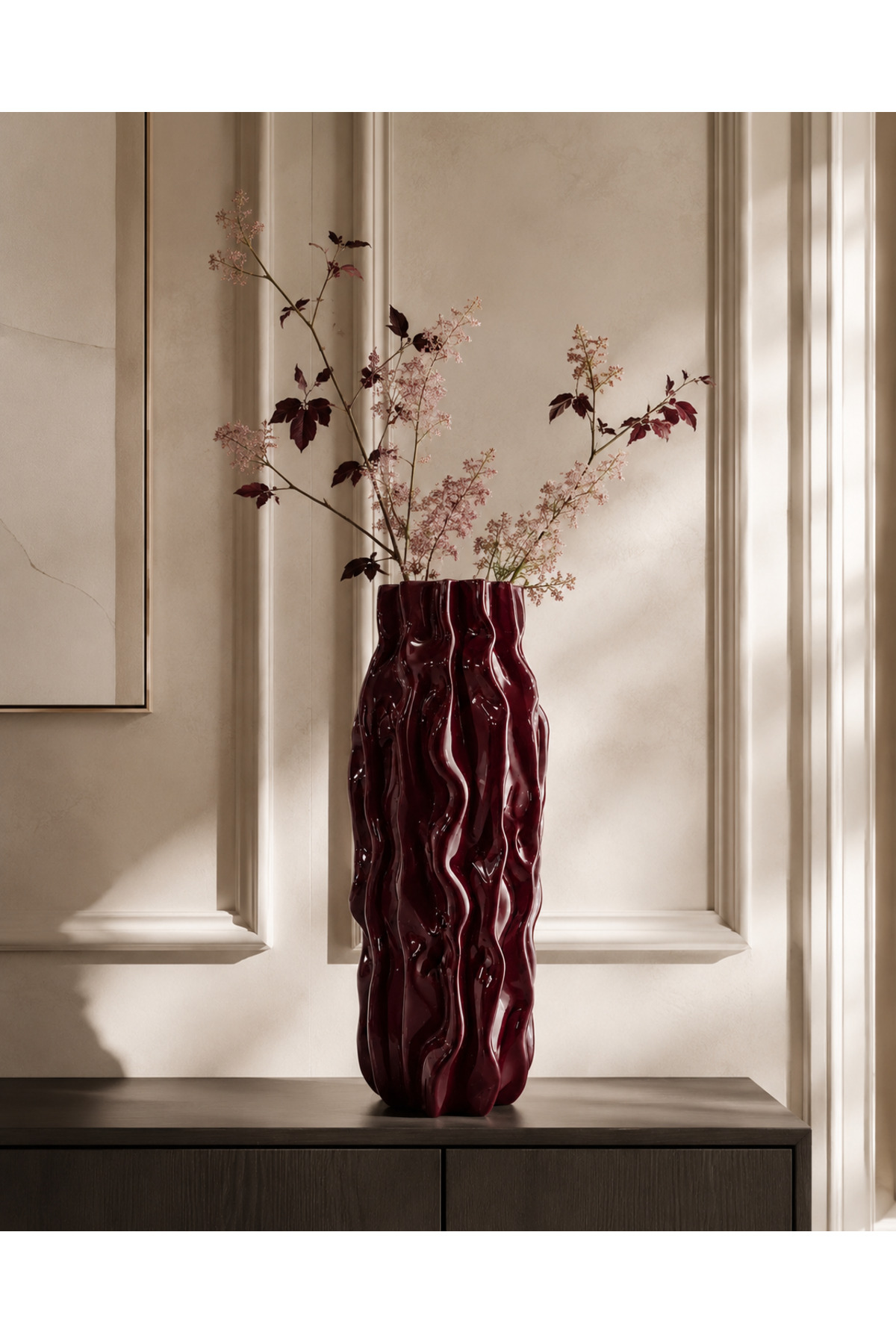 Maris wave-textured decorative vase, 28 cm