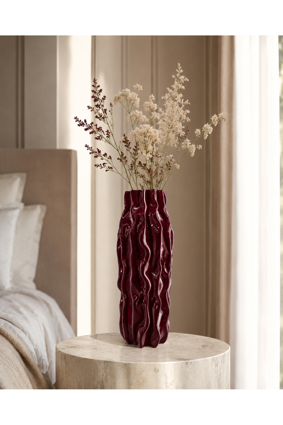Maris wave-textured decorative vase, 28 cm