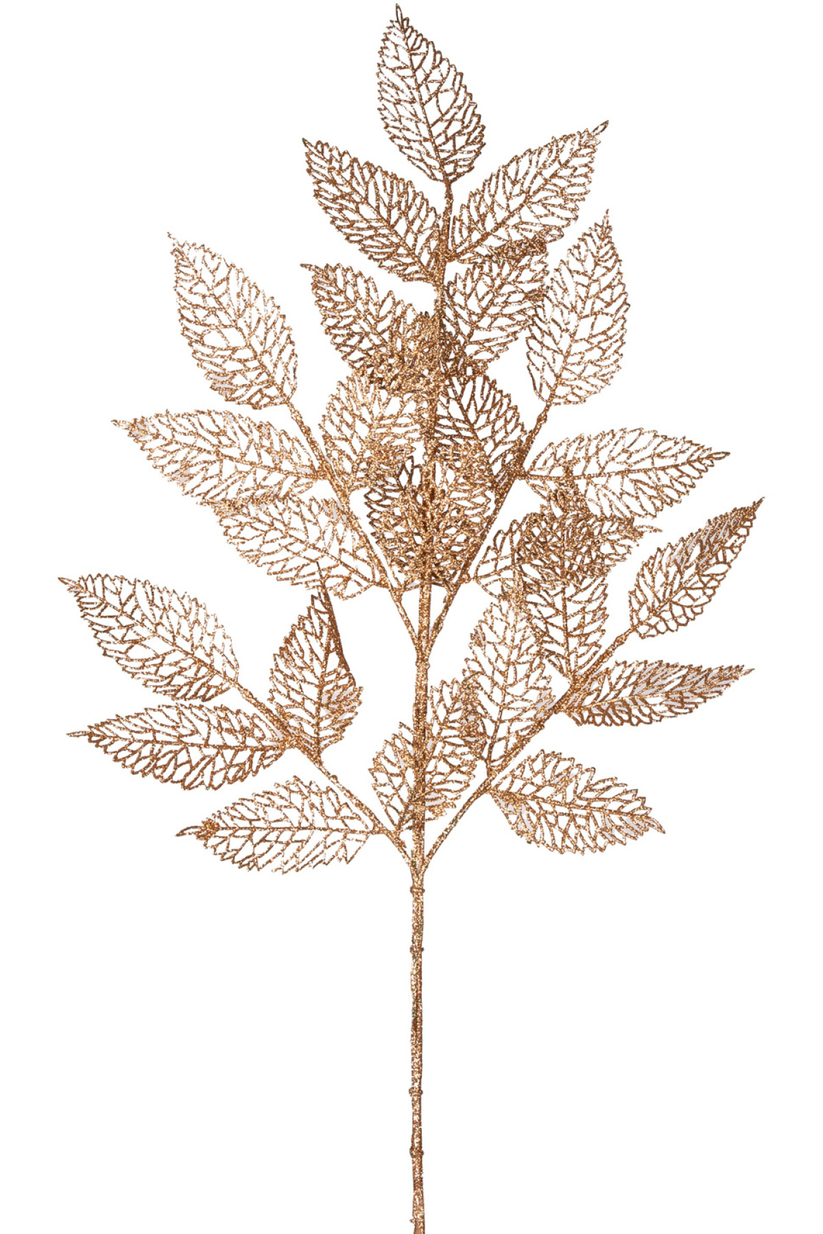 Artificial glitter leaf branch, rose gold, 90 cm