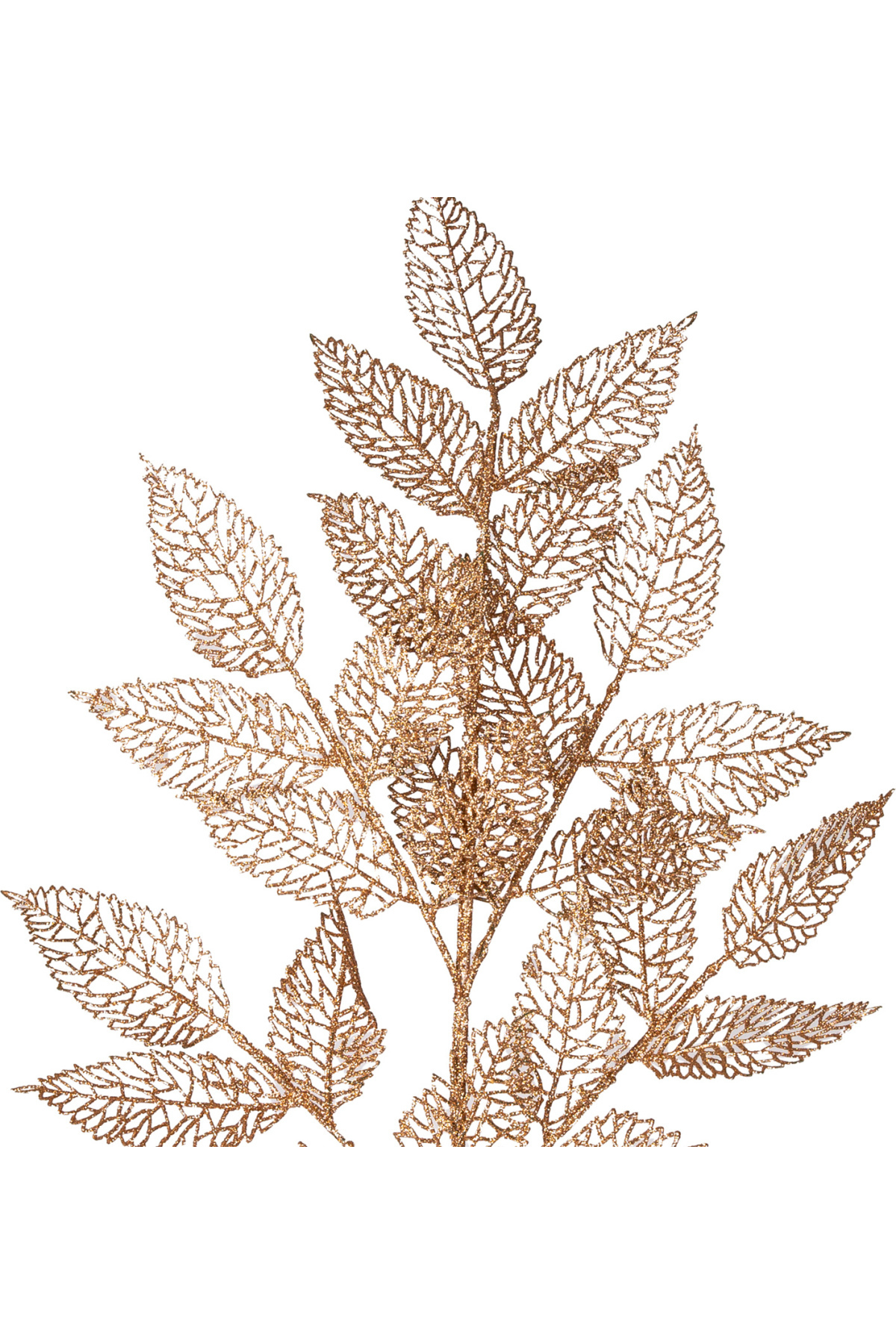 Artificial glitter leaf branch, rose gold, 90 cm