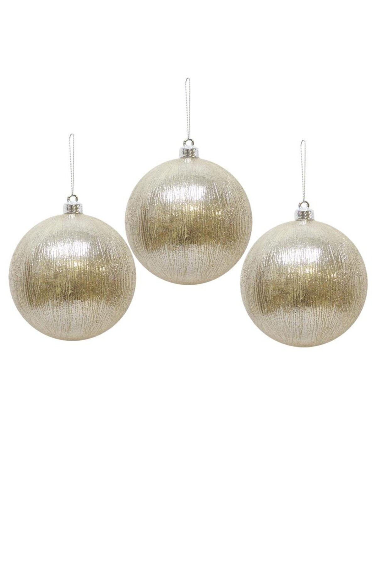 Champagne metallic Christmas baubles, 8 cm, set of 3