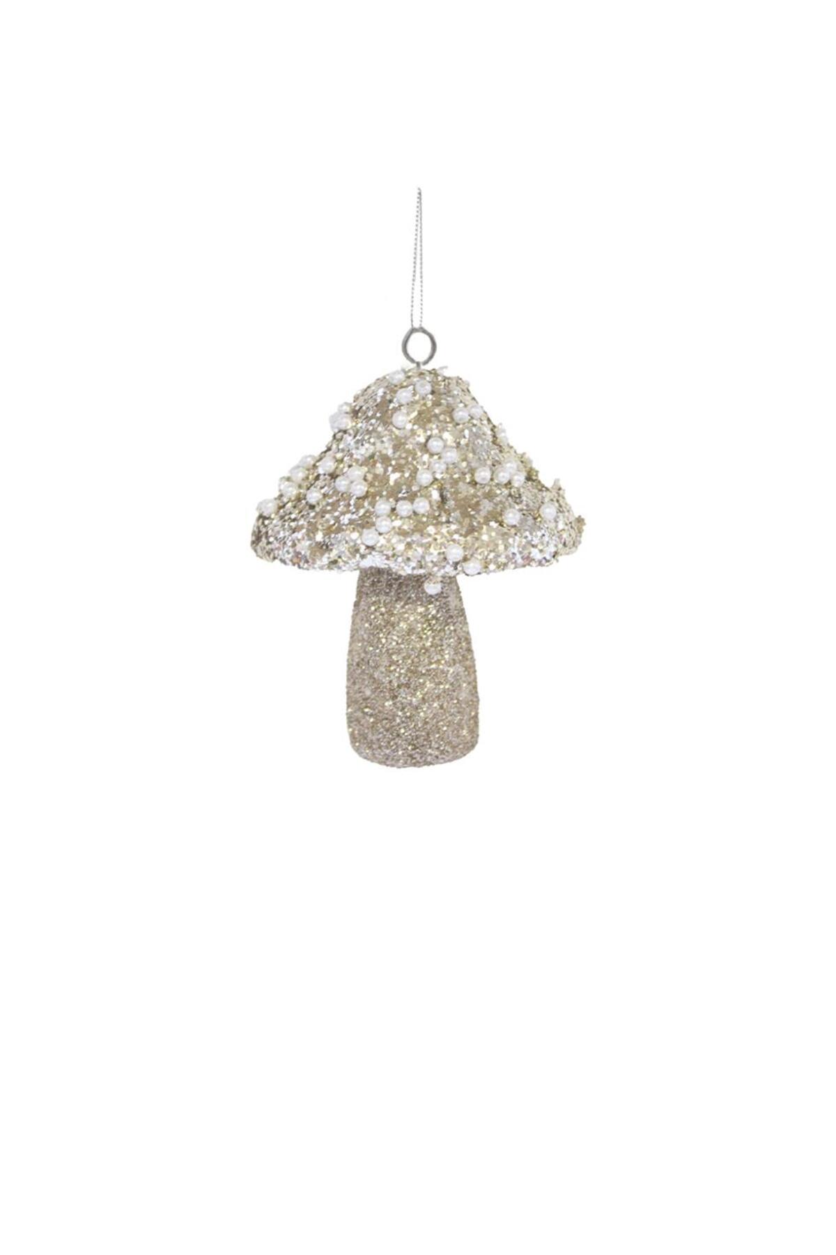 Champagne mushroom Christmas tree ornament, 10 cm