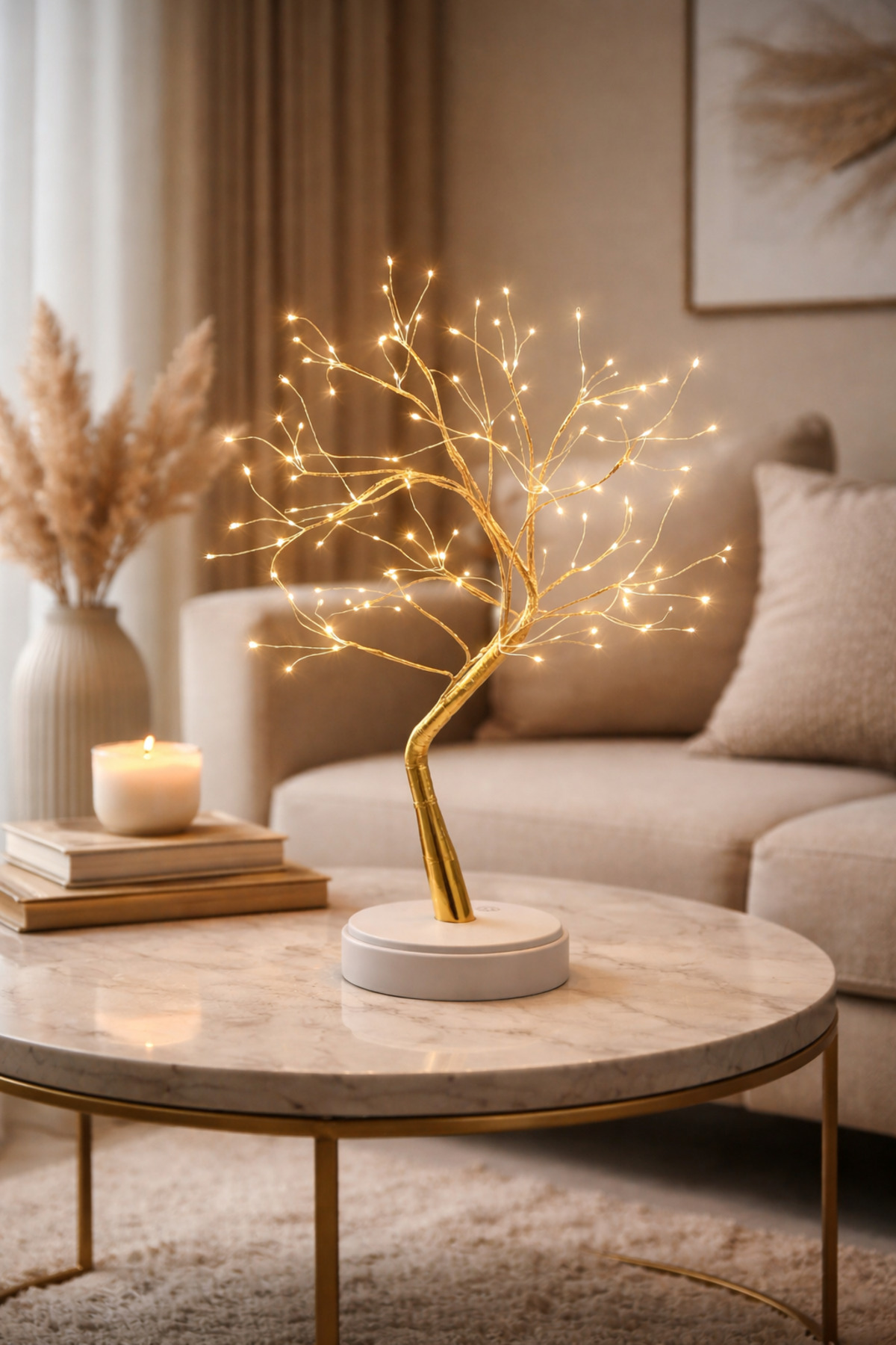Desktop fairy-tree LED lamp, daylight, 3 brightness levels
