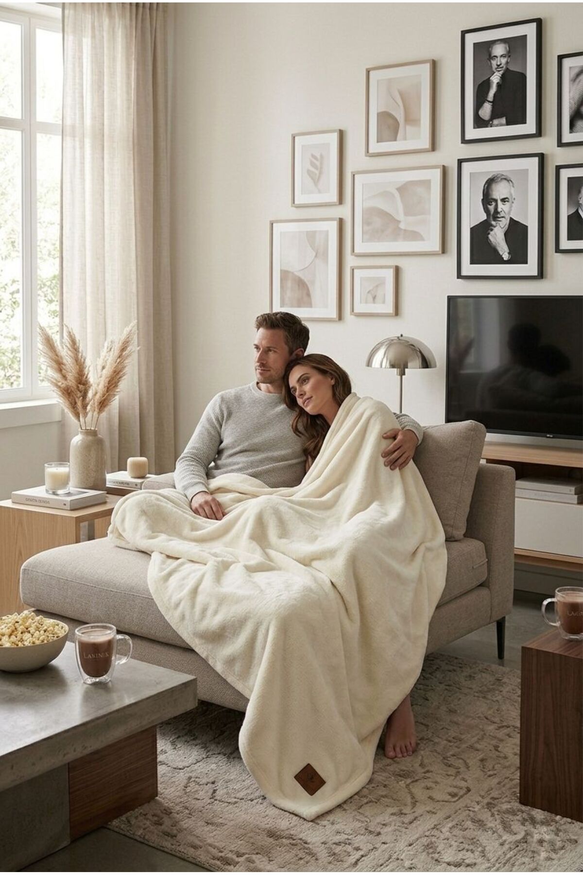 Welsoft Premium Double Luxury Textured Soft Blanket — Ecru