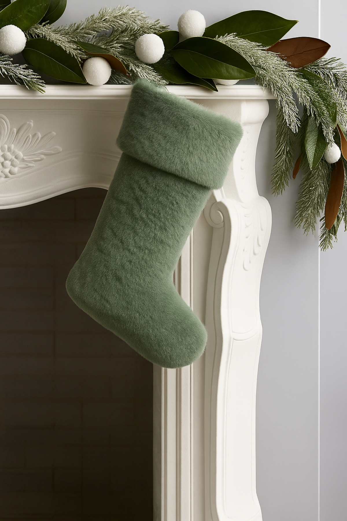 Plush Christmas stocking — Green