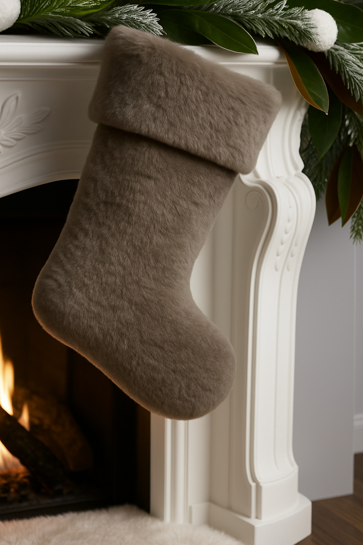 Plush Christmas stocking — Gray