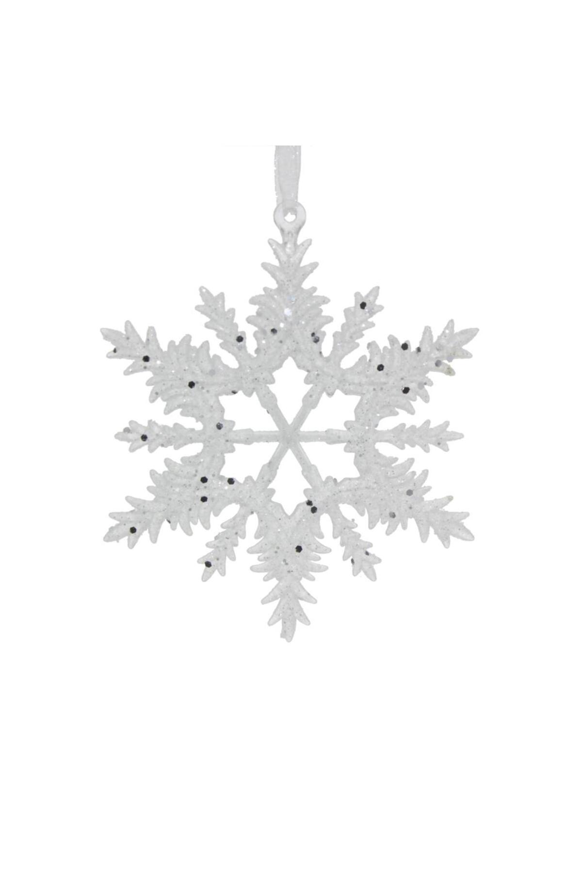 Snowflake ornament, 13 cm, mica plastic — Silver