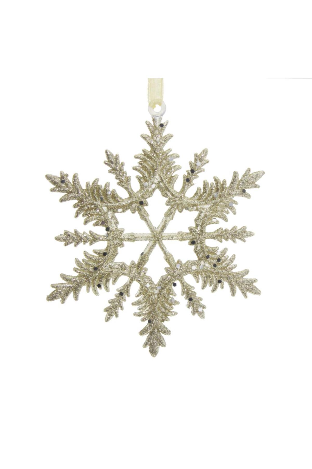 Snowflake ornament, 13 cm, mica plastic — Gold