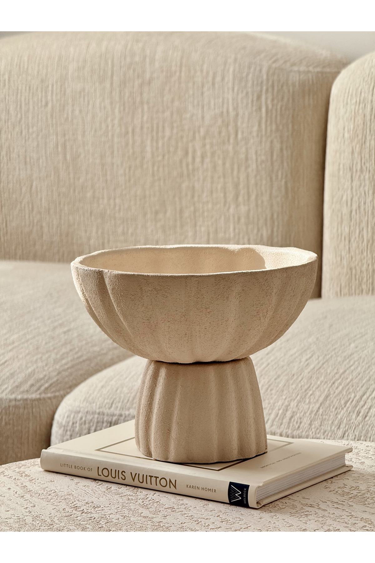 Riva ceramic textured plate / bowl, beige, 18×14 cm