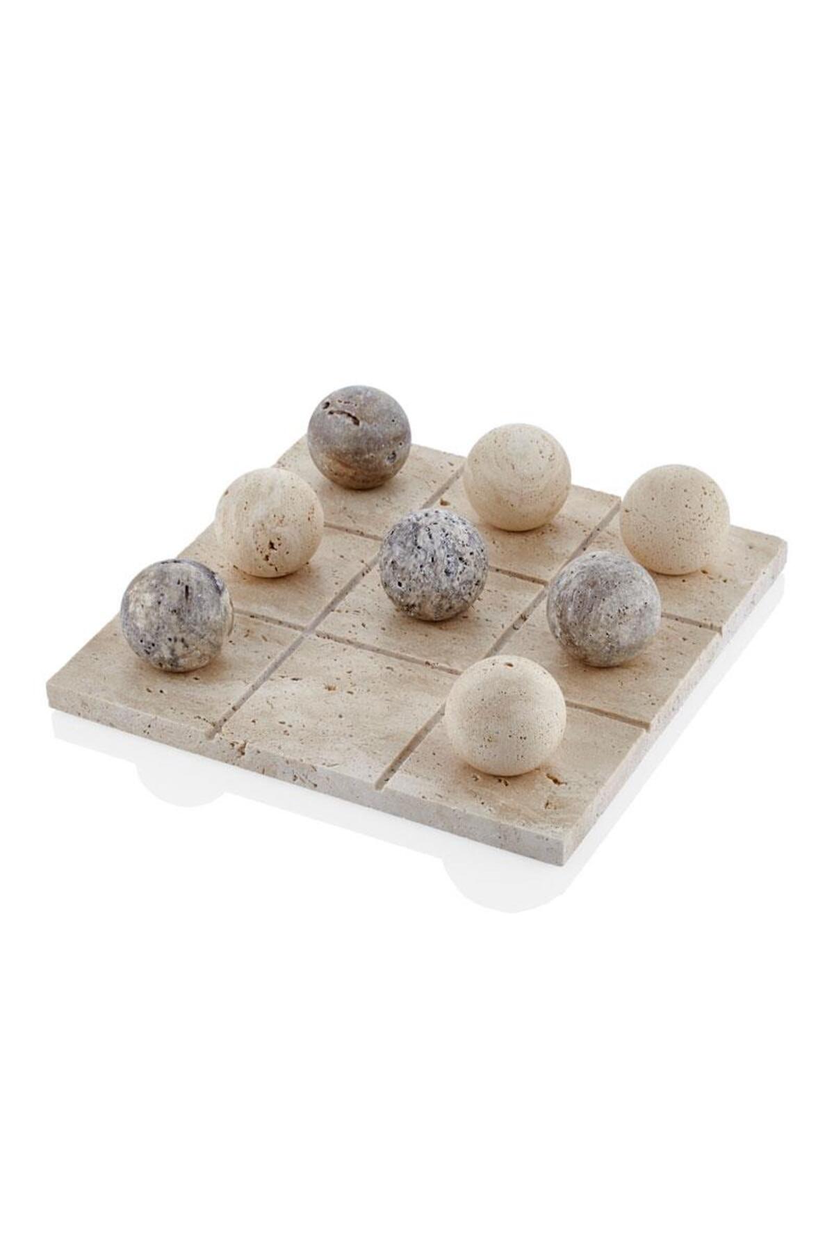 Travertine marble XOX board, 30 × 30 cm