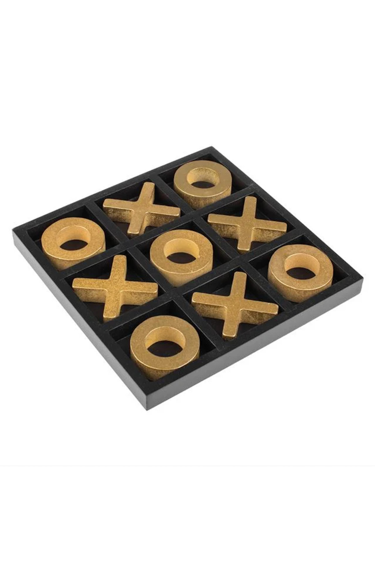 Wooden XOX board, black and gold, 20 × 20 cm