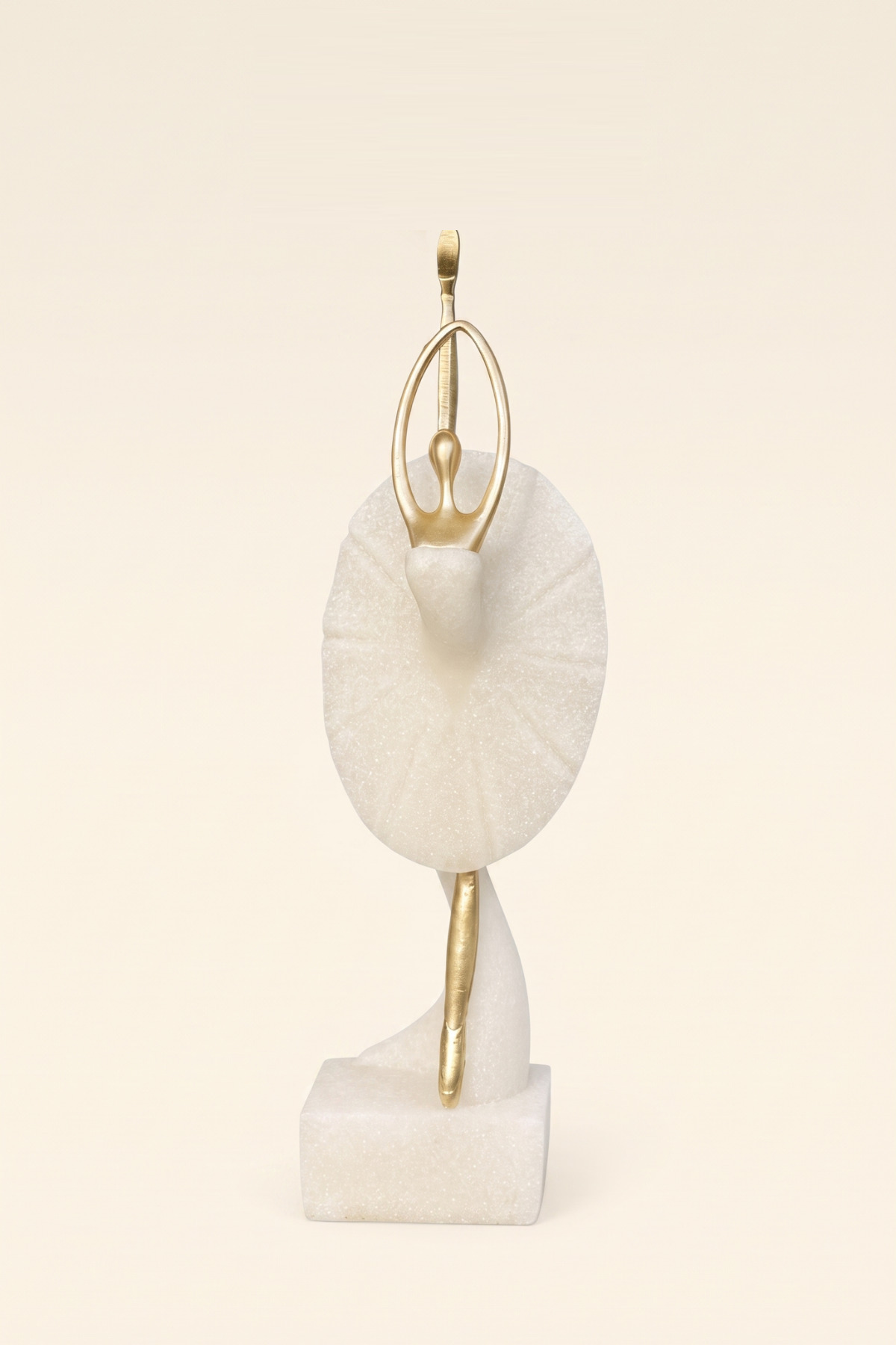 Ballerina figurine, marble-look with gold detail, 35 × 10 cm