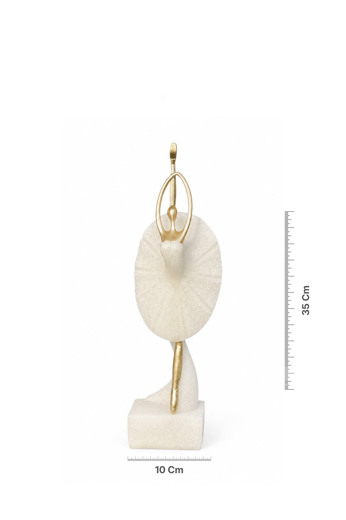 Ballerina figurine, marble-look with gold detail, 35 × 10 cm