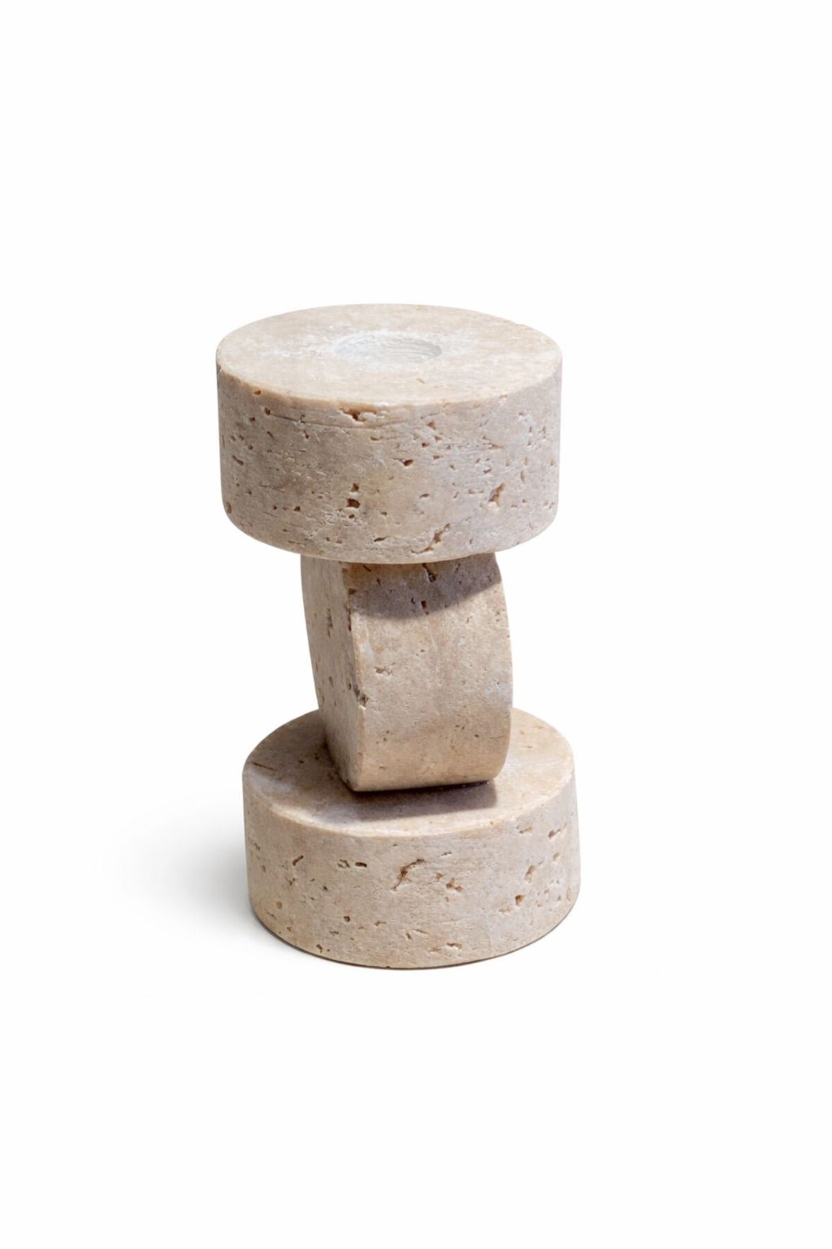 Travertine candle holder, 11 × 7 cm