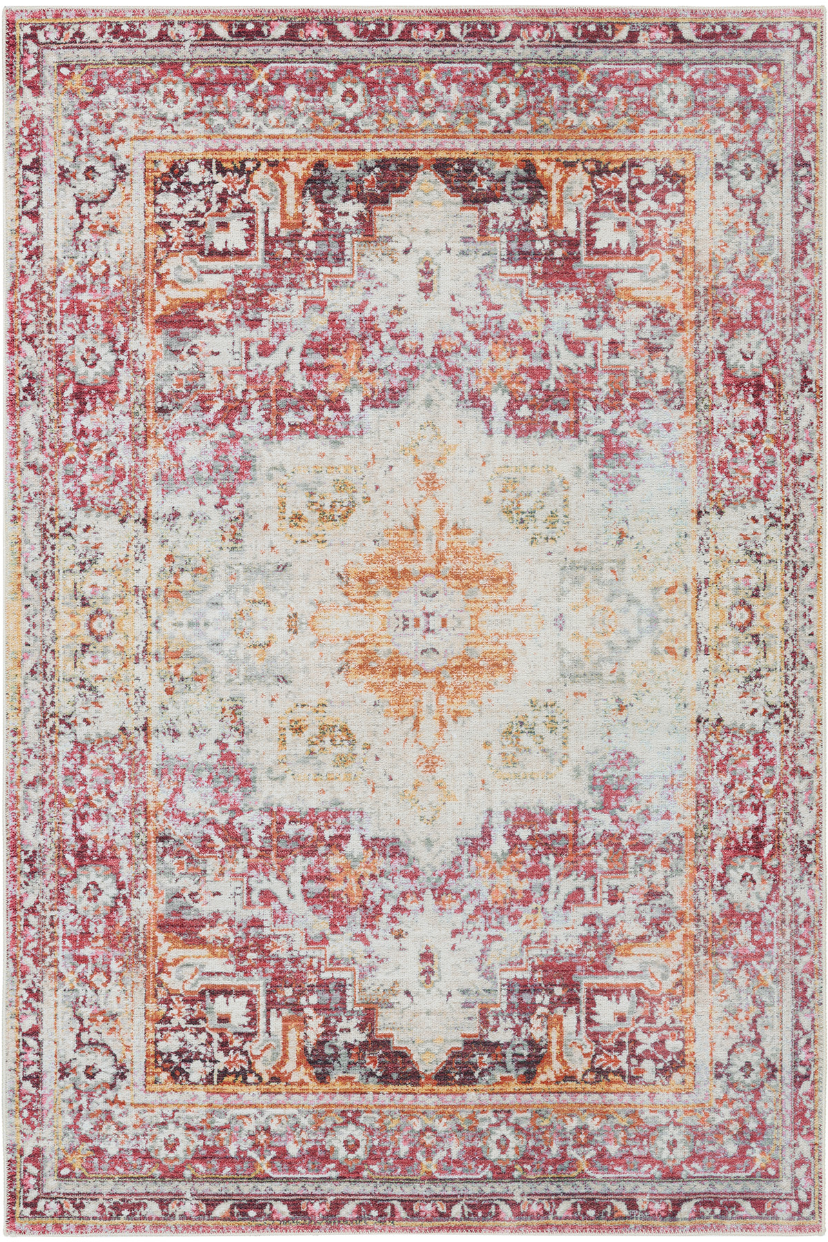Vintage Chenille Rug Cream Dusty rose / 80-x-150 2