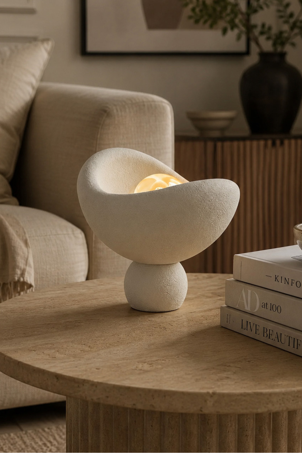 Luna table lamp 20x25 cm, PLA, white — White/White