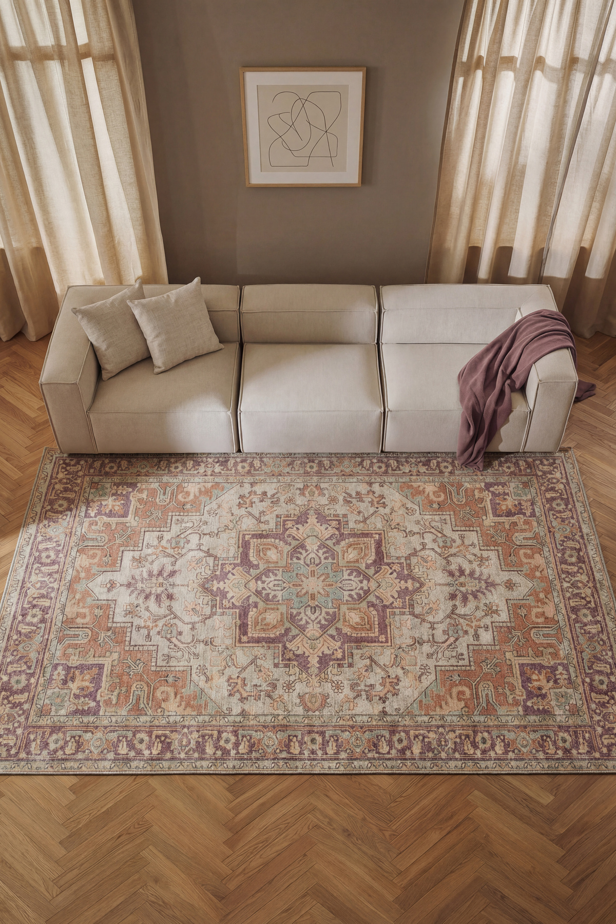 Vintage Chenille Rug Cream Pastel / 80-x-150