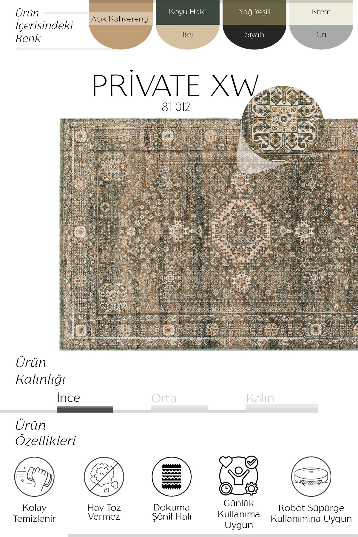 Vintage Chenille Rug Cream Light brown 2 / 80-x-200 3