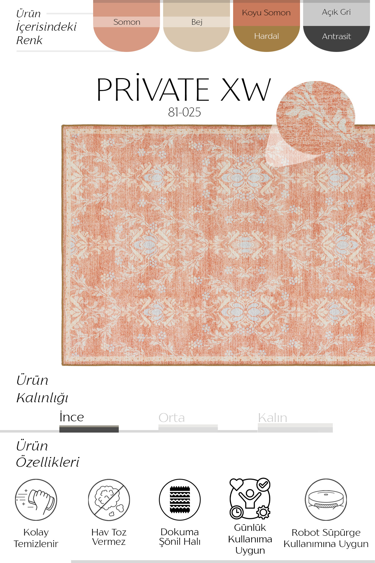 Vintage Chenille Rug Cream Orange 1 / 80-x-150 3