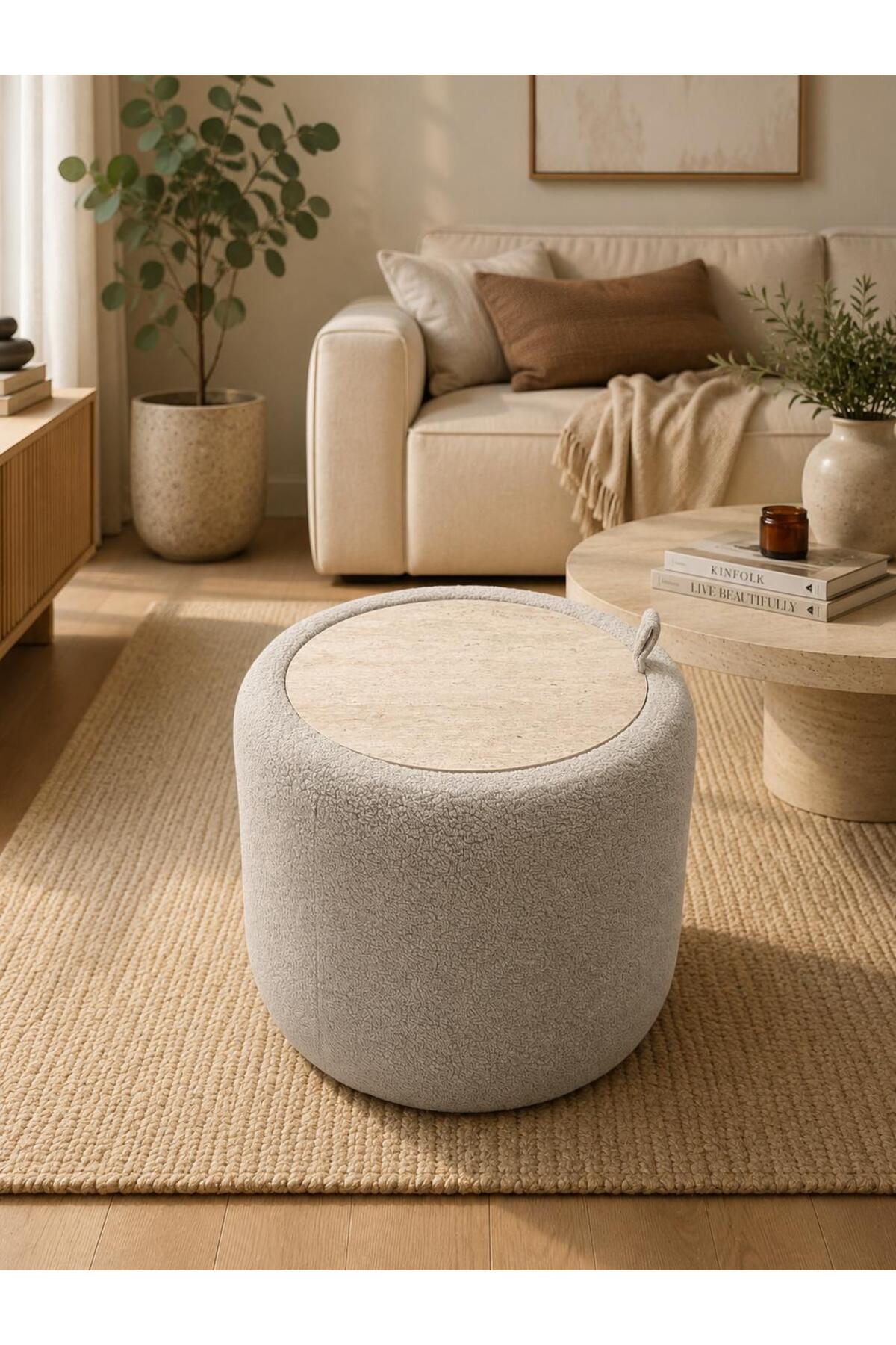 Storage ottoman pouf