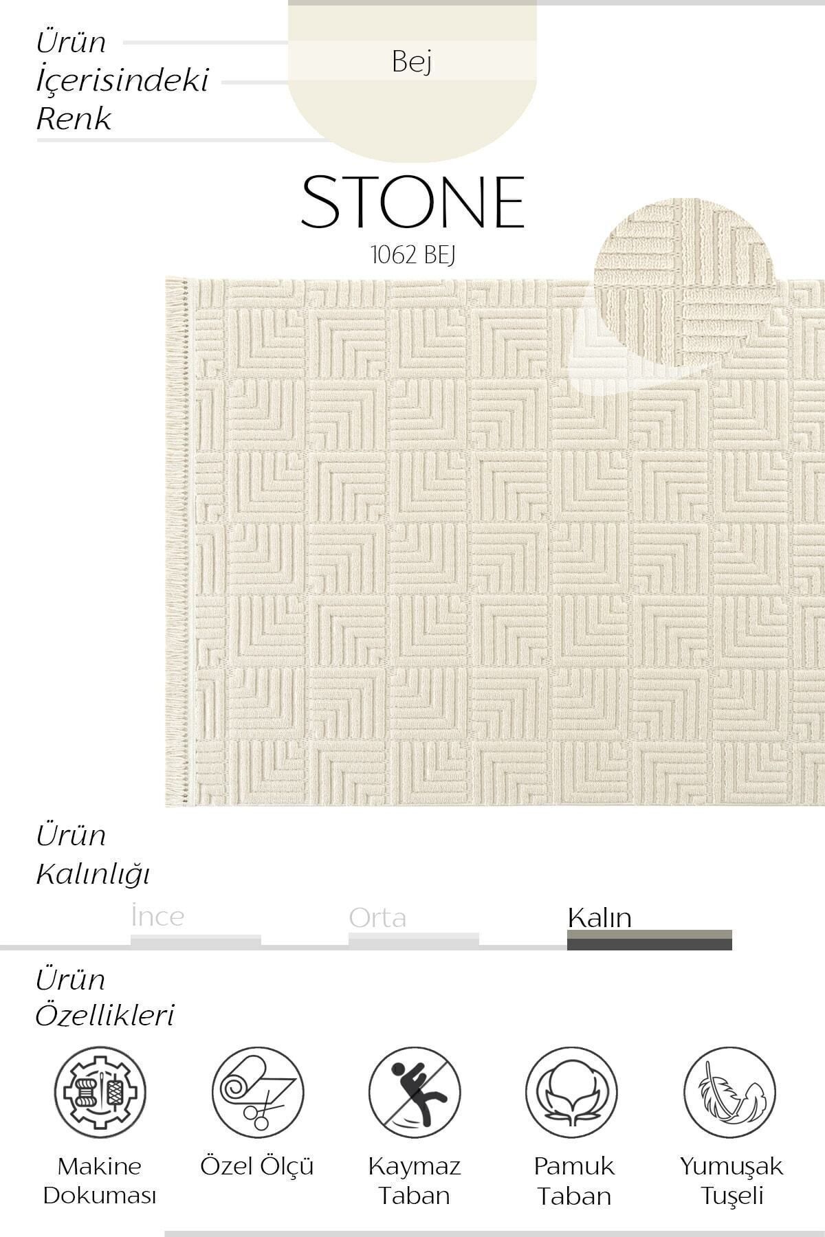 Stone 1063 Non-Slip Runner Rug Beige / 120-x-180 2