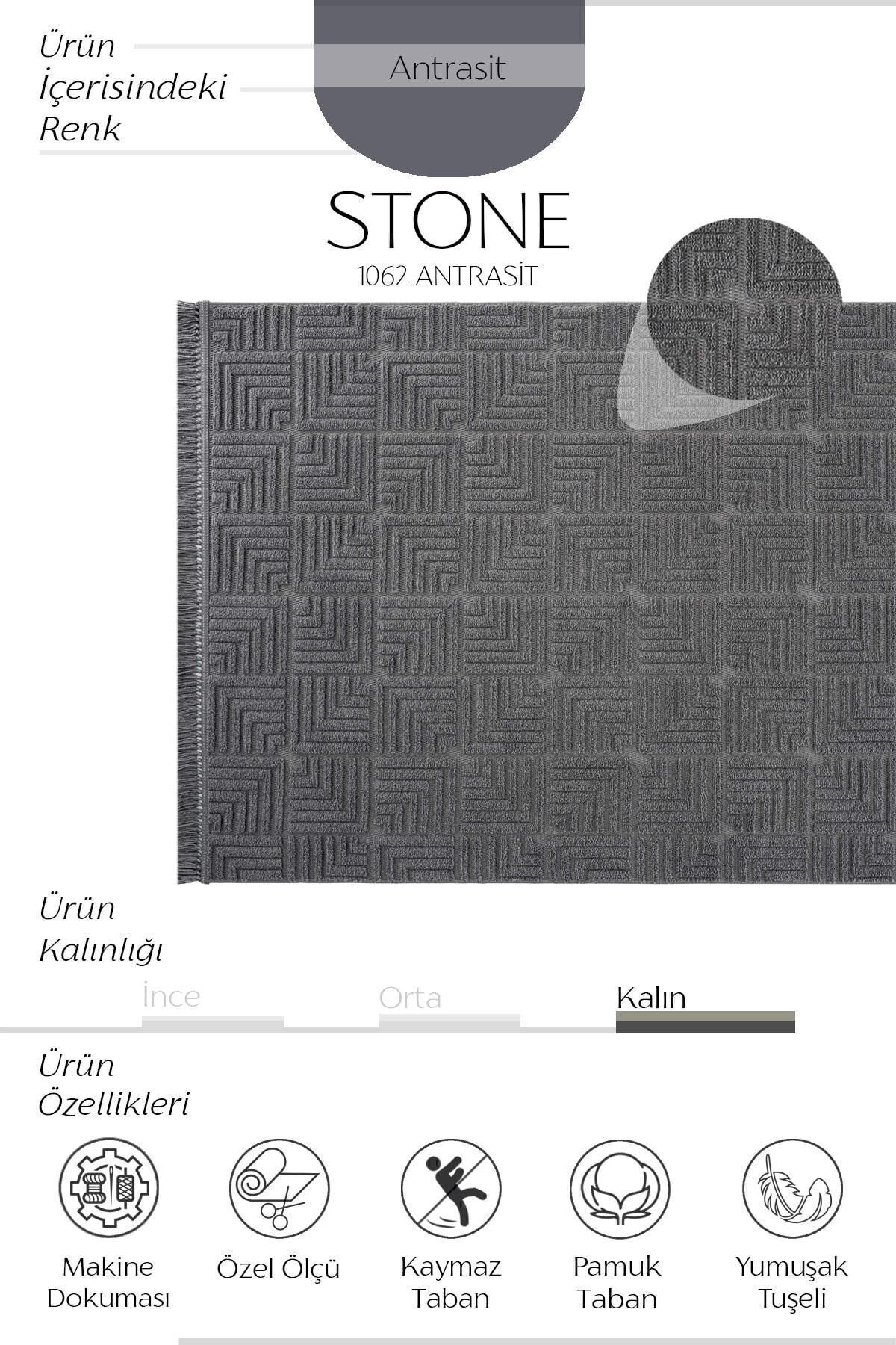 Stone 1063 Non-Slip Runner Rug Antrasit / 80-x-150 2