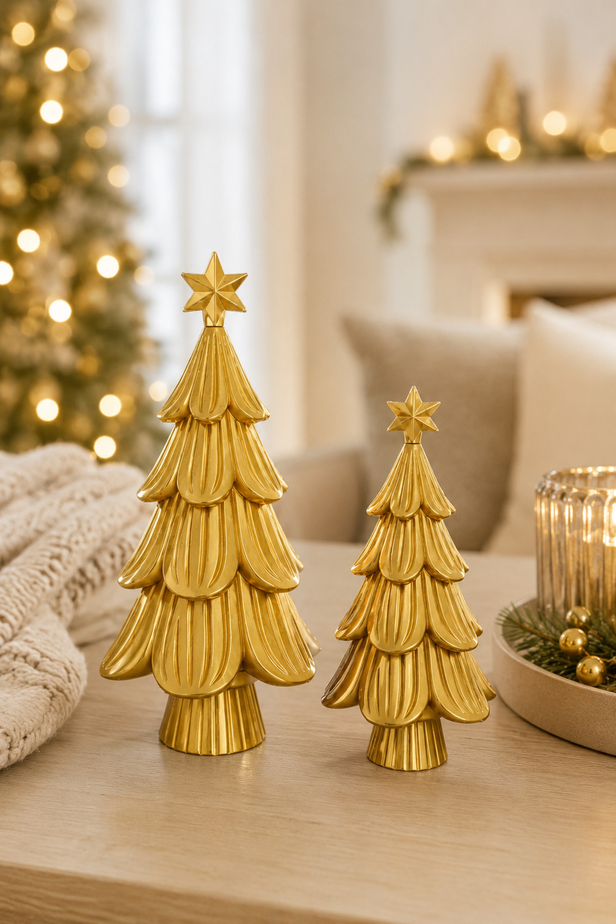 Japandi Christmas Tree Figurine, 15 cm, 6 colours — Gold