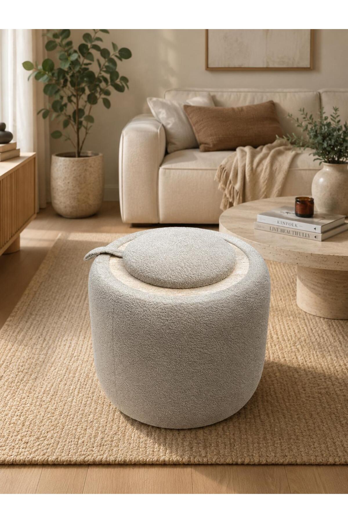 Storage ottoman pouf