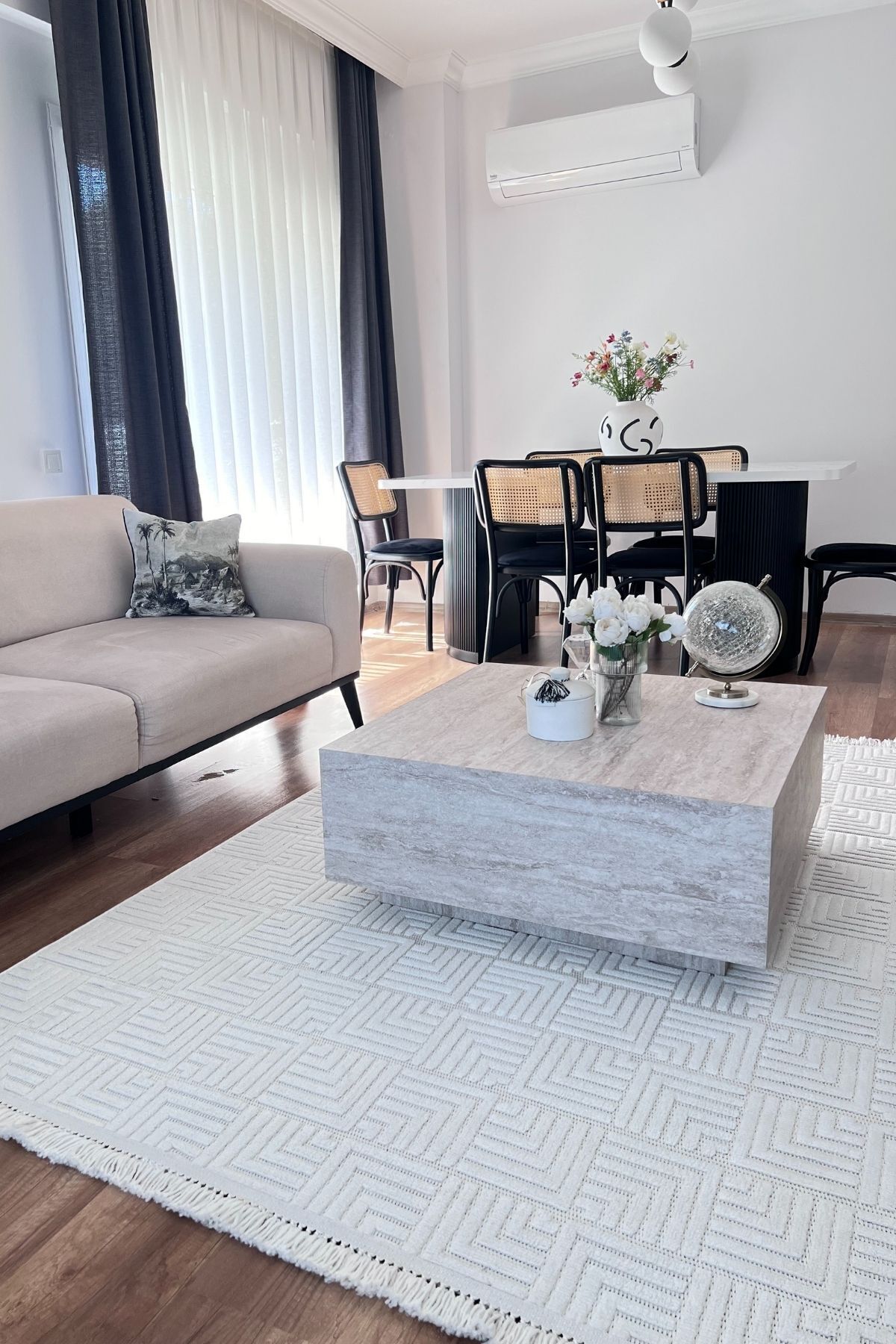 Stone 1063 Non-Slip Runner Rug Cream / 80-x-150