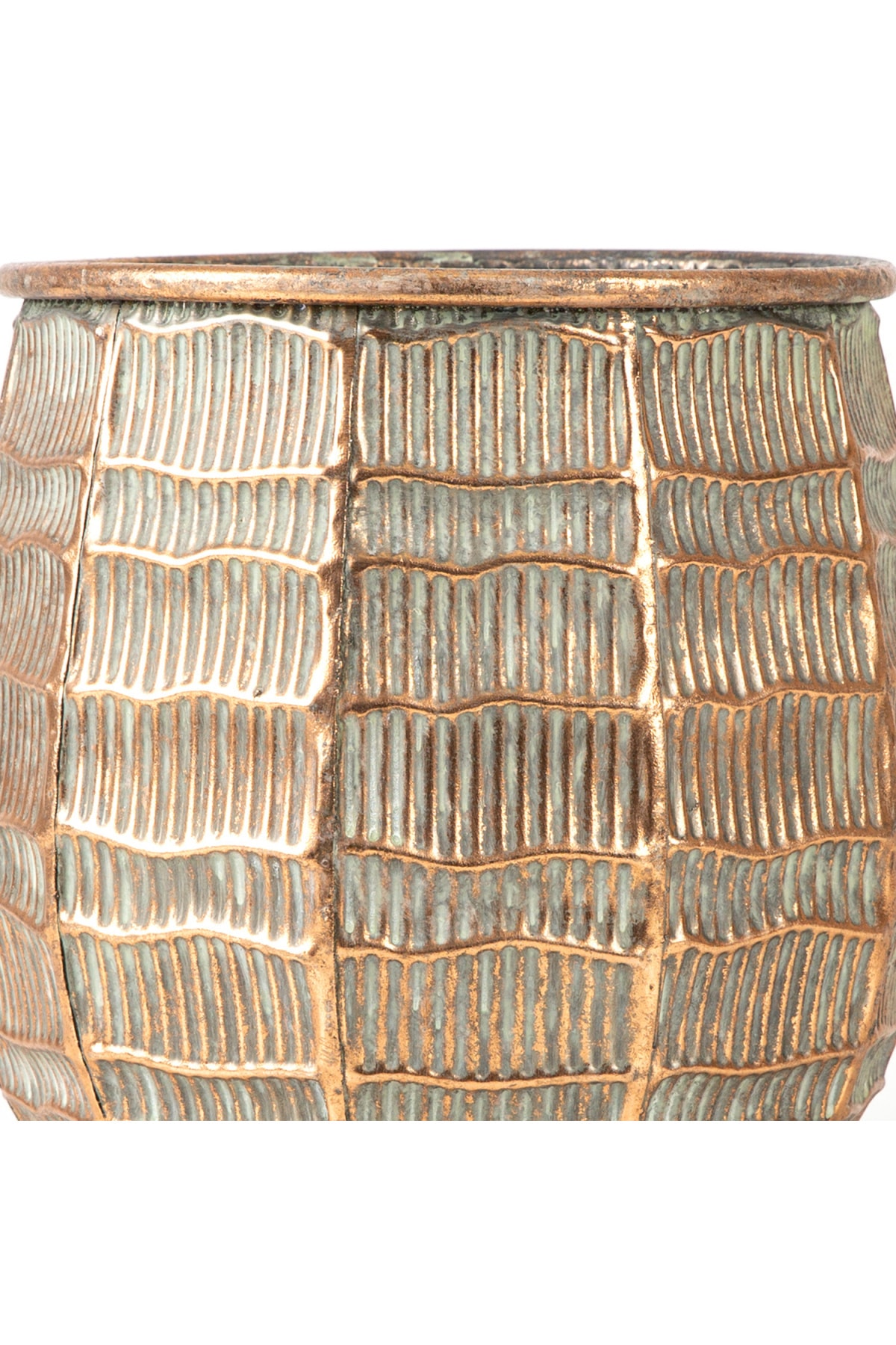 Embossed metal planter, copper-grey, 24x23x24 cm
