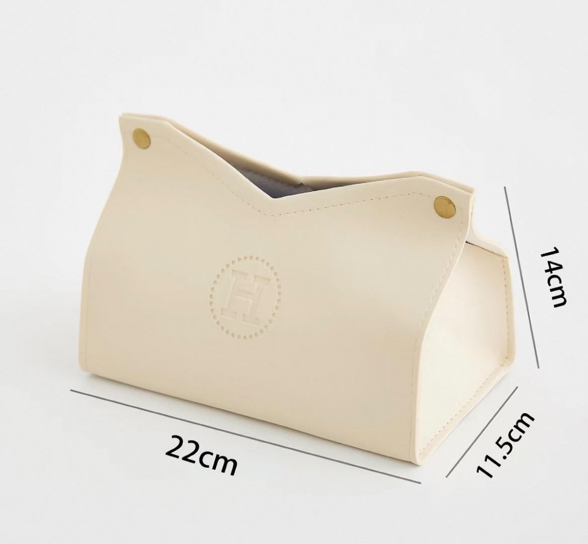 H-embossed leather tissue box cover — Cream H-embossed leather tissue box cover — Cream