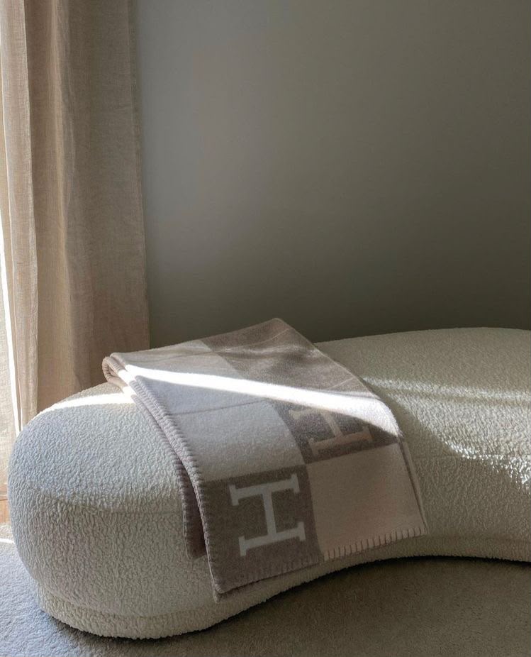 H-check wool-blend throw