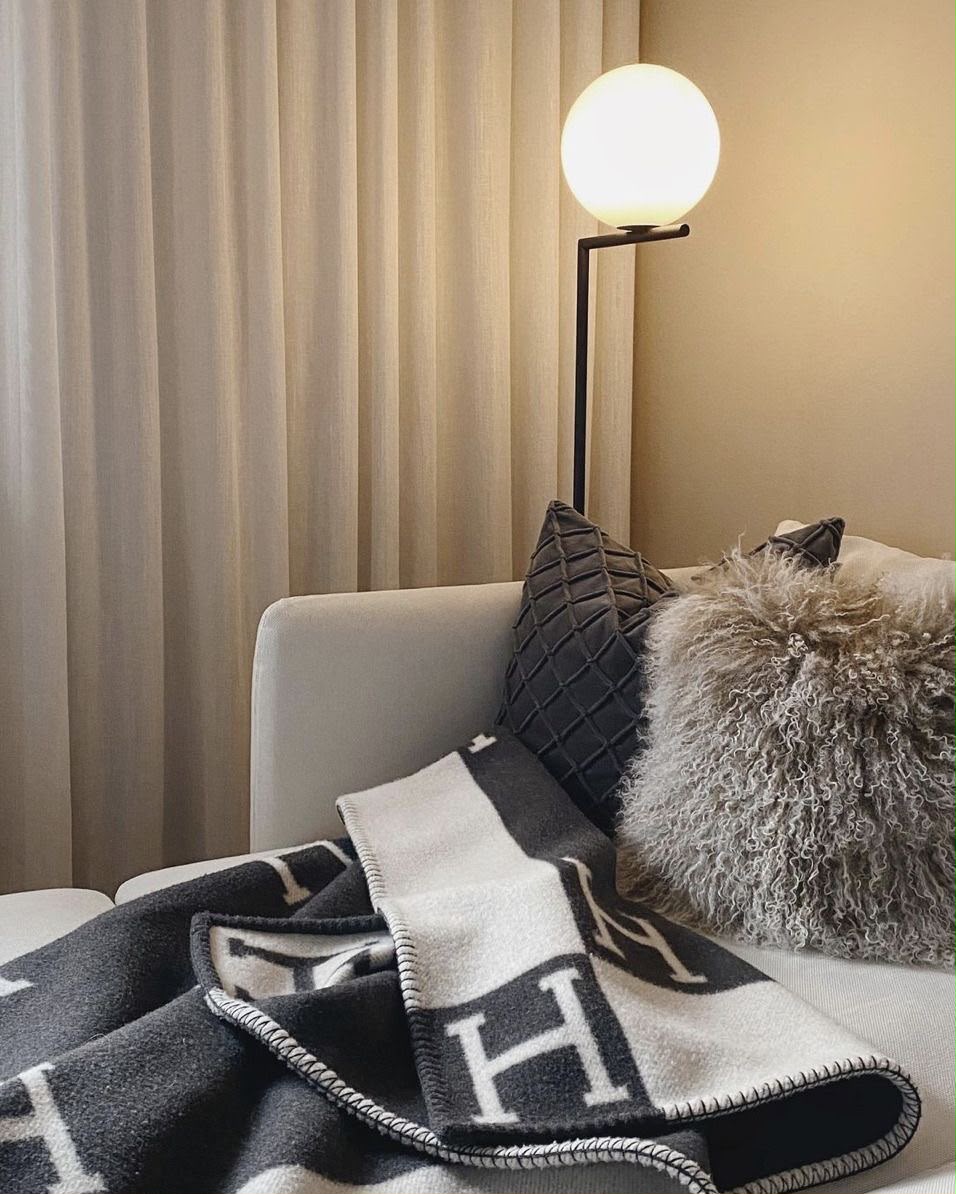 H-check wool-blend throw