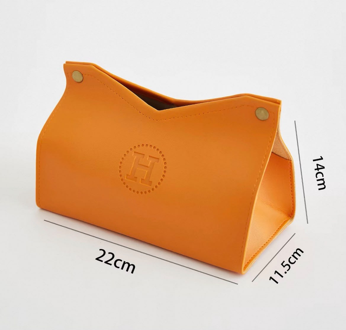 H-embossed leather tissue box cover — Orange H-embossed leather tissue box cover — Orange