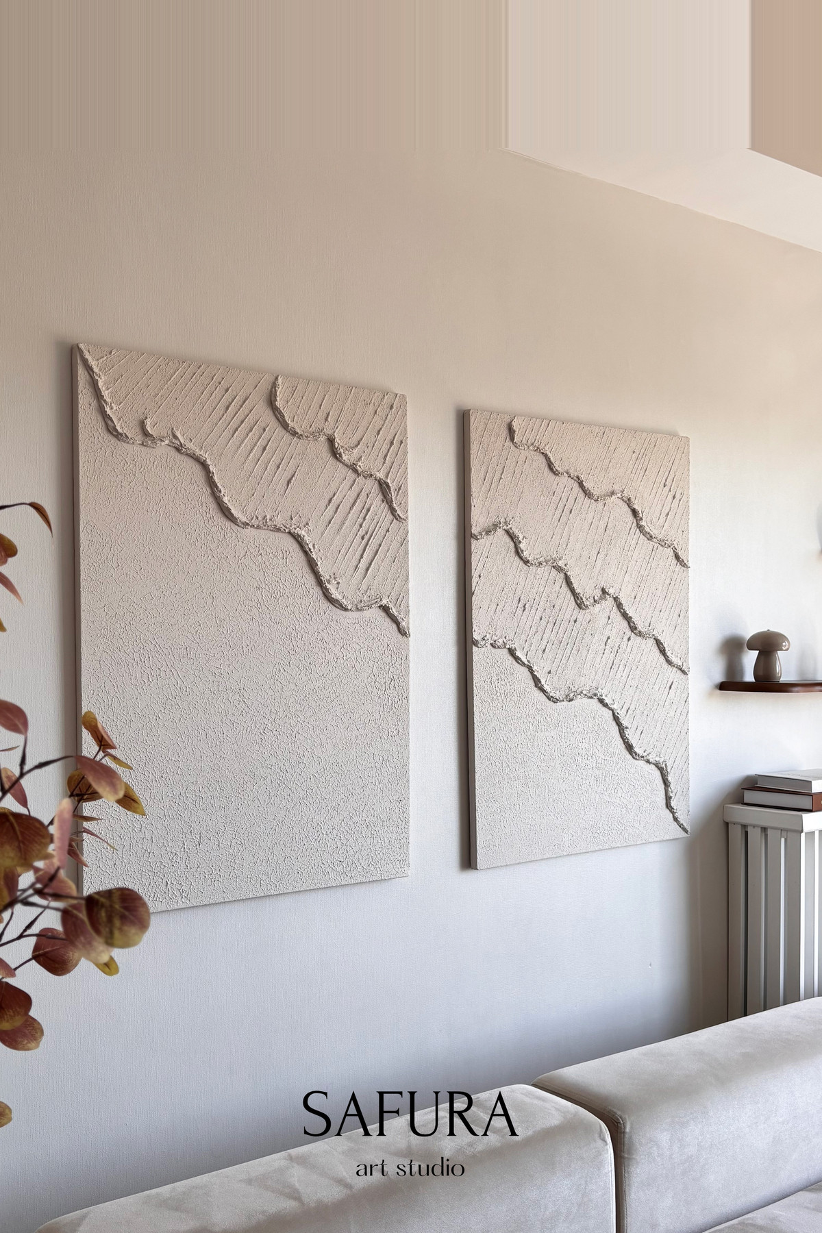 Handcrafted 3D Plaster Textured Wall Art Wave No.2